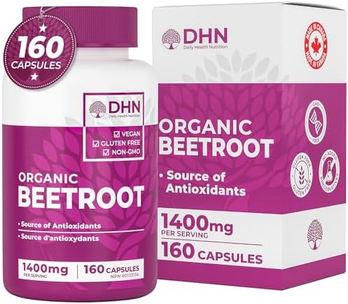 160 Capsules of High Potency Organic Beetroot | 1,400mg per serving (700mg per capsule x2)