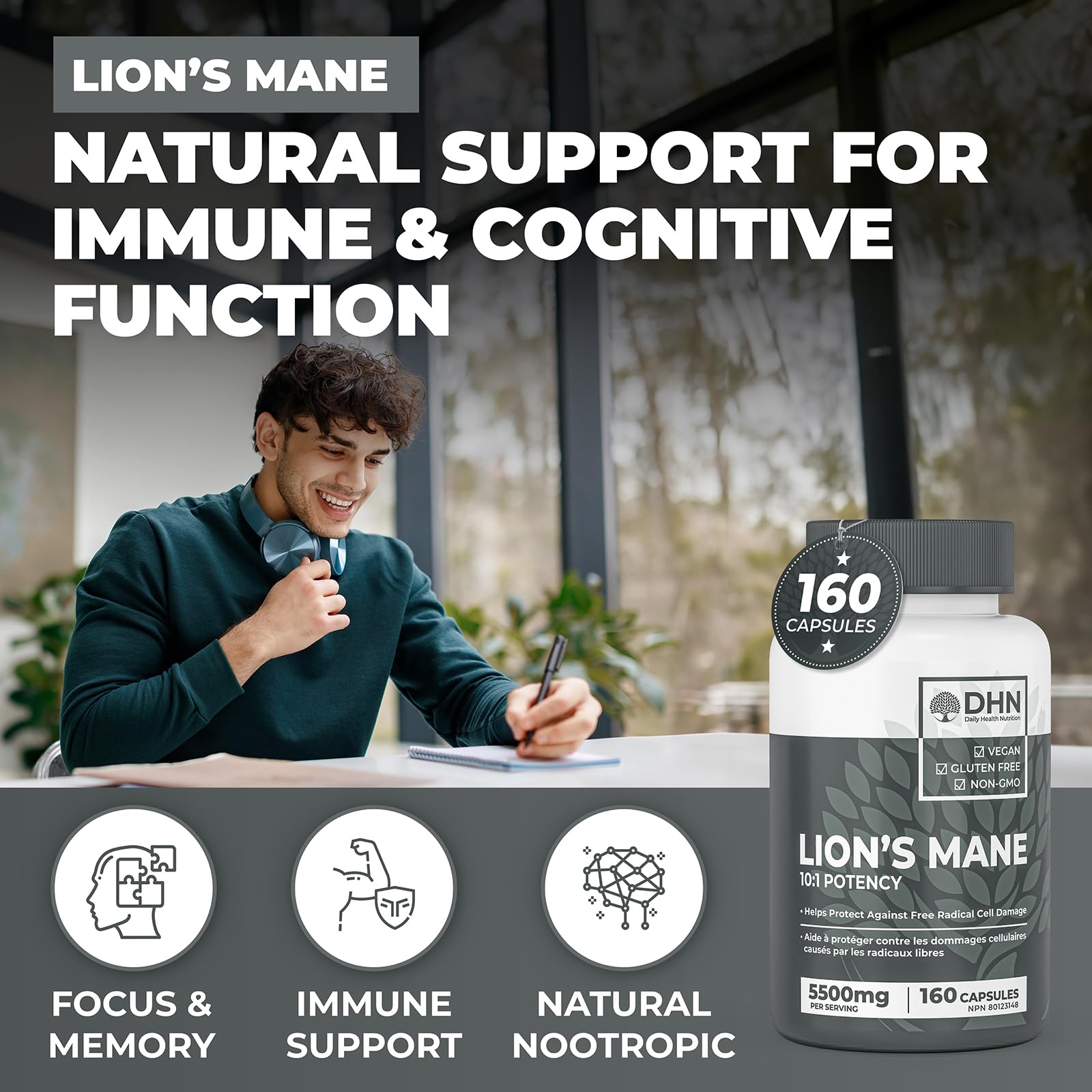 160 Capsules of Premium Lion's Mane Mushroom Powder | Antioxidant & Immune Su...