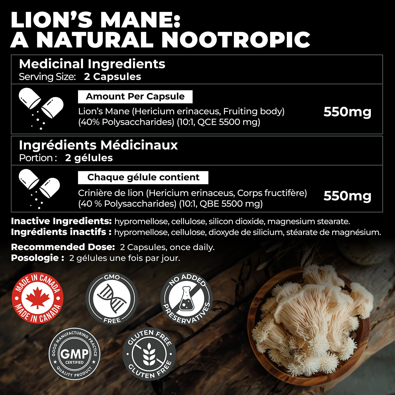 160 Capsules of Premium Lion's Mane Mushroom Powder | Antioxidant & Immune Su...