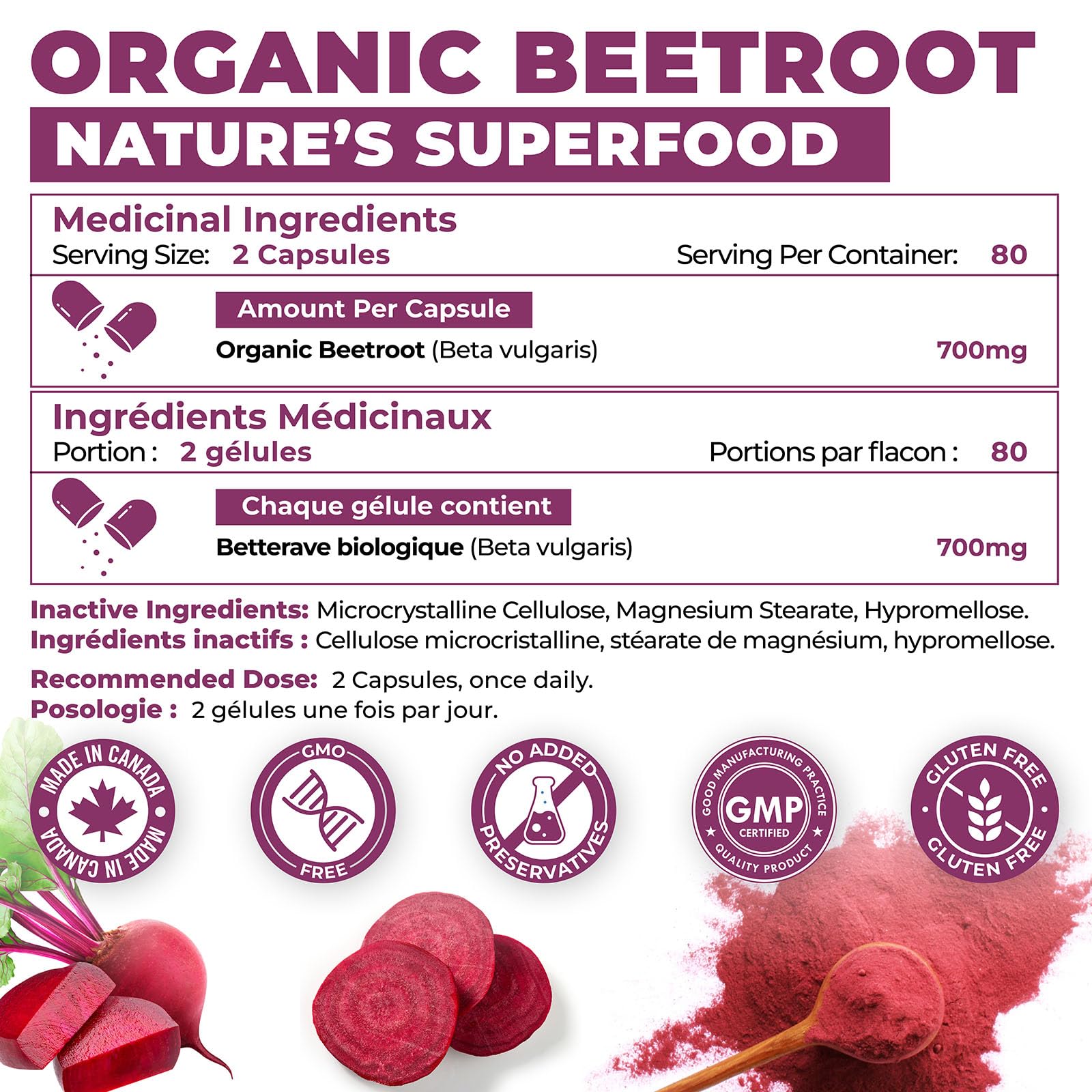 *BONUS SIZE* 160 Capsules of High Potency Organic Beetroot | 1,400mg per serv...