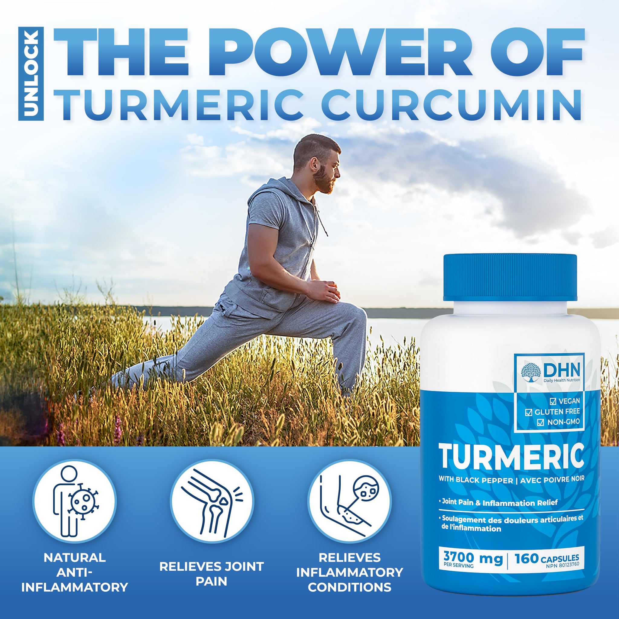 BONUS SIZE 160 Capsules of High Potency Turmeric Curcumin + Black Pepper. 370...