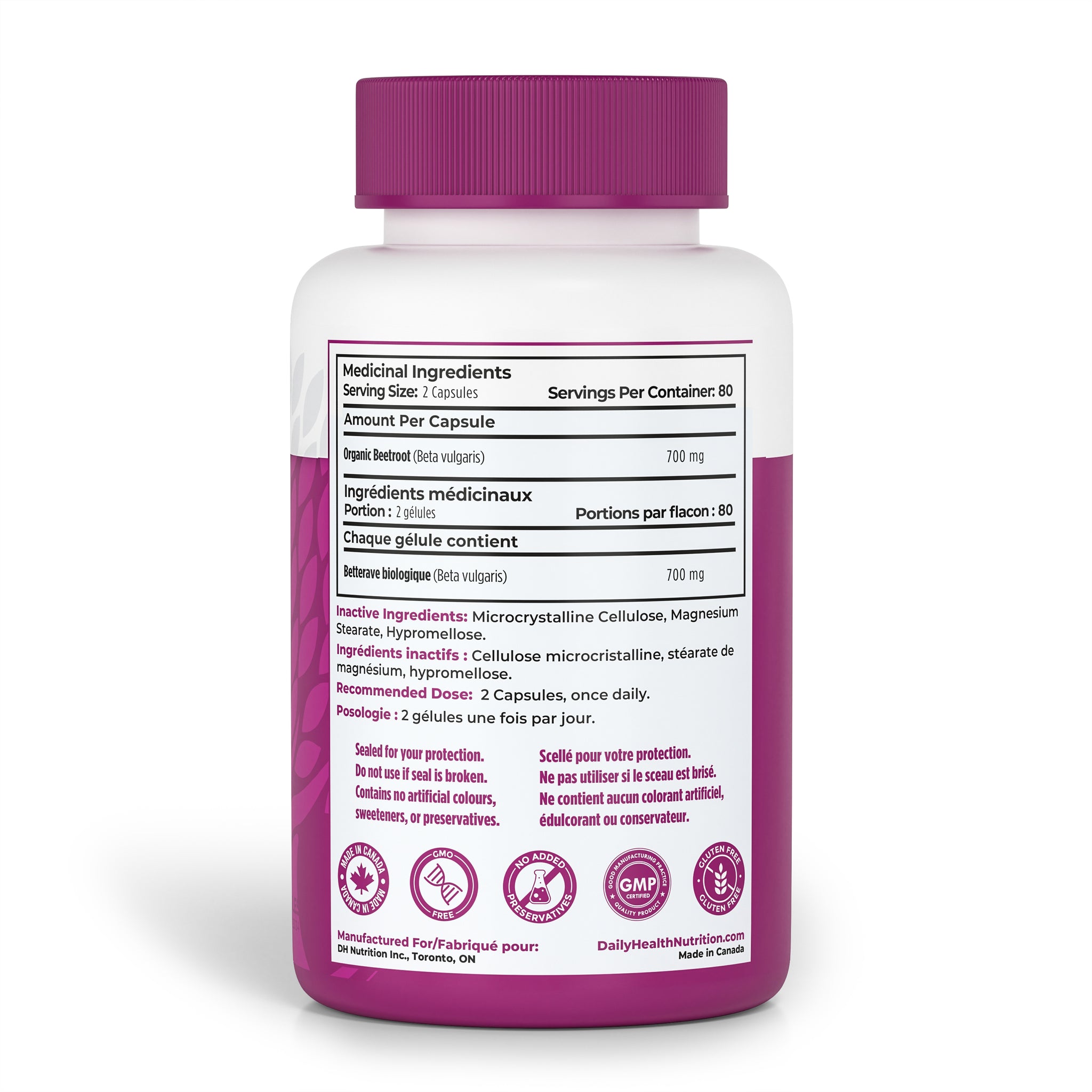 160 Capsules of High Potency Organic Beetroot | 1,400mg per serving (700mg per capsule x2)