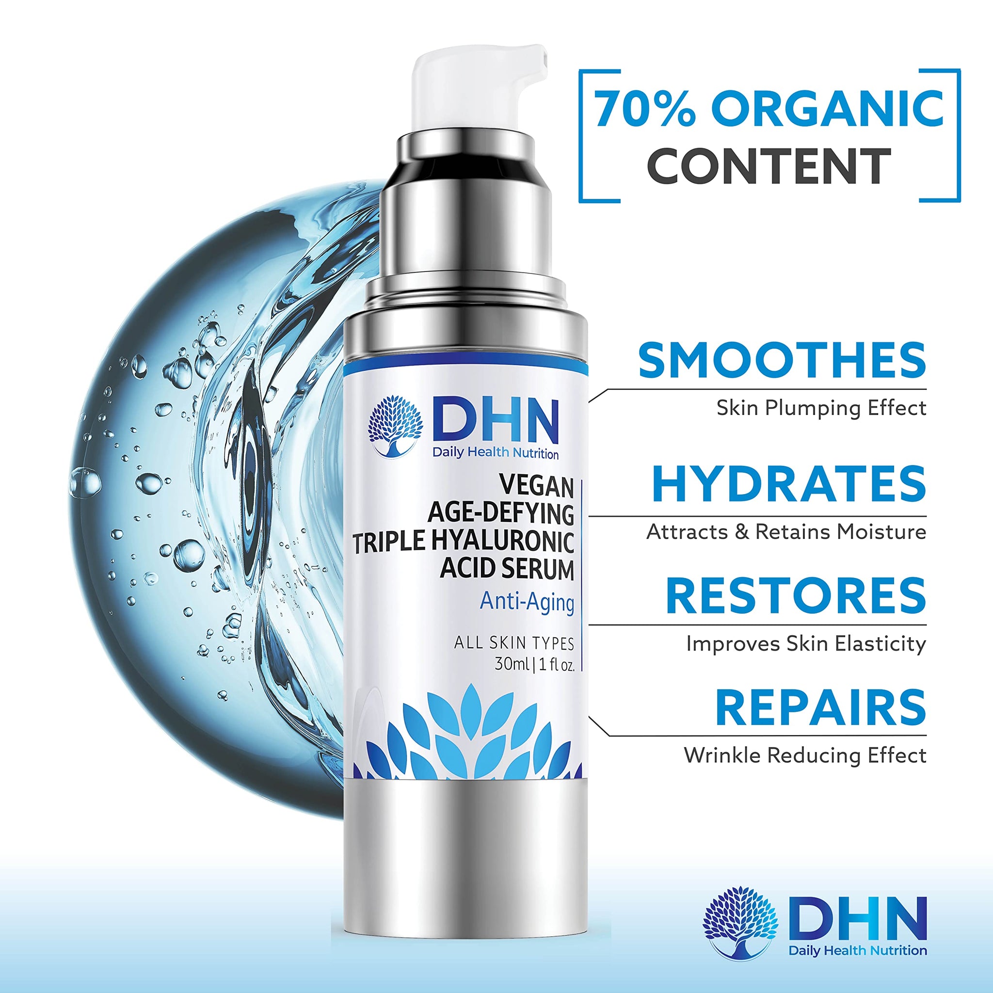 NEW DHN Triple Hyaluronic Anti-Aging Serum. 3 Types of Pure Hyaluronic Acid