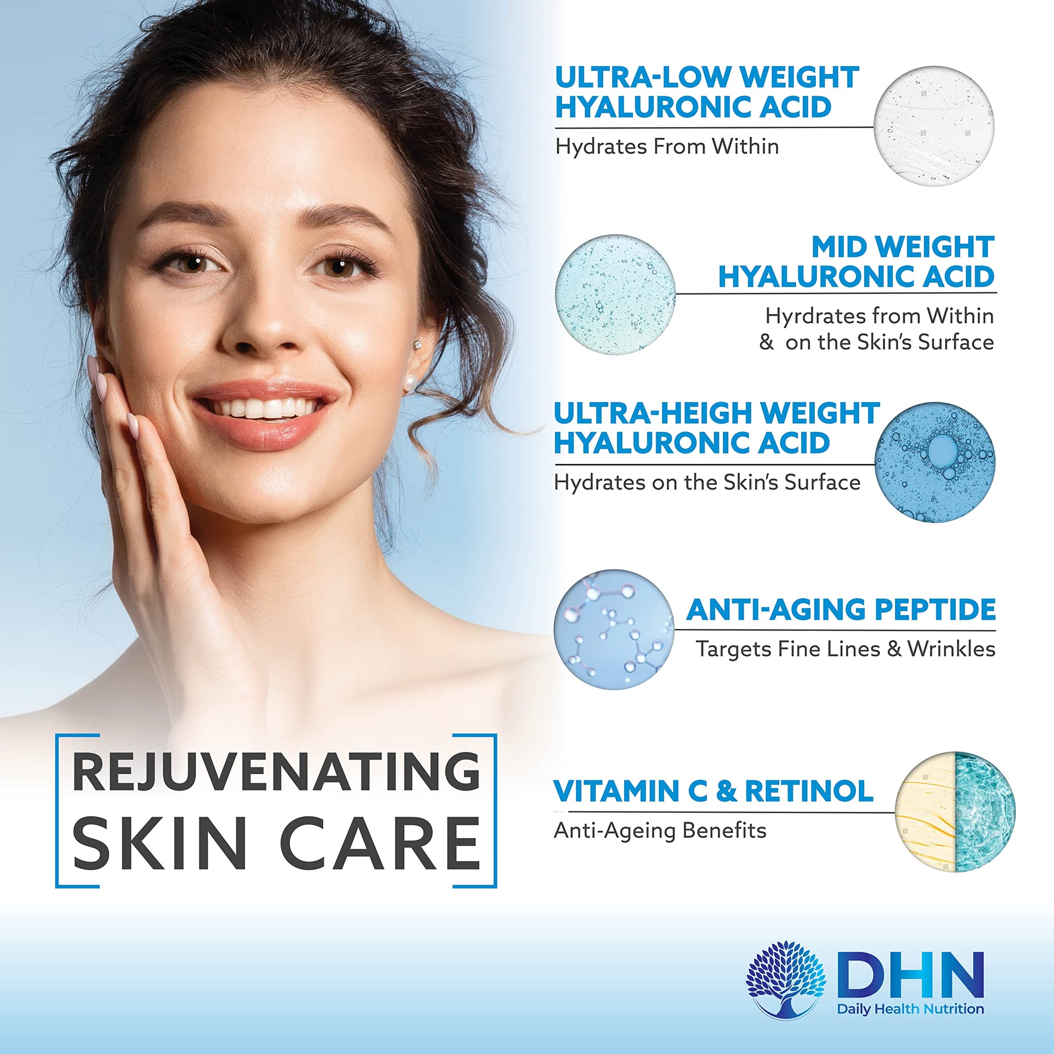 NEW DHN Triple Hyaluronic Anti-Aging Serum. 3 Types of Pure Hyaluronic Acid